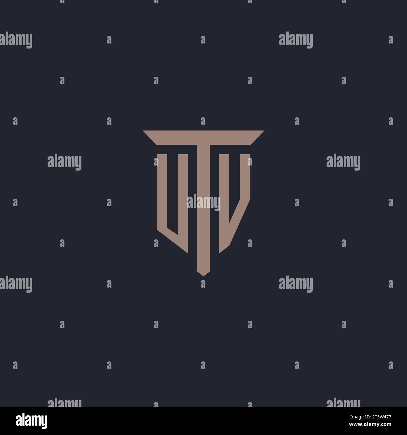 Monogramme initial de logo UV avec vecteur de conception d'icône de pilier Illustration de Vecteur