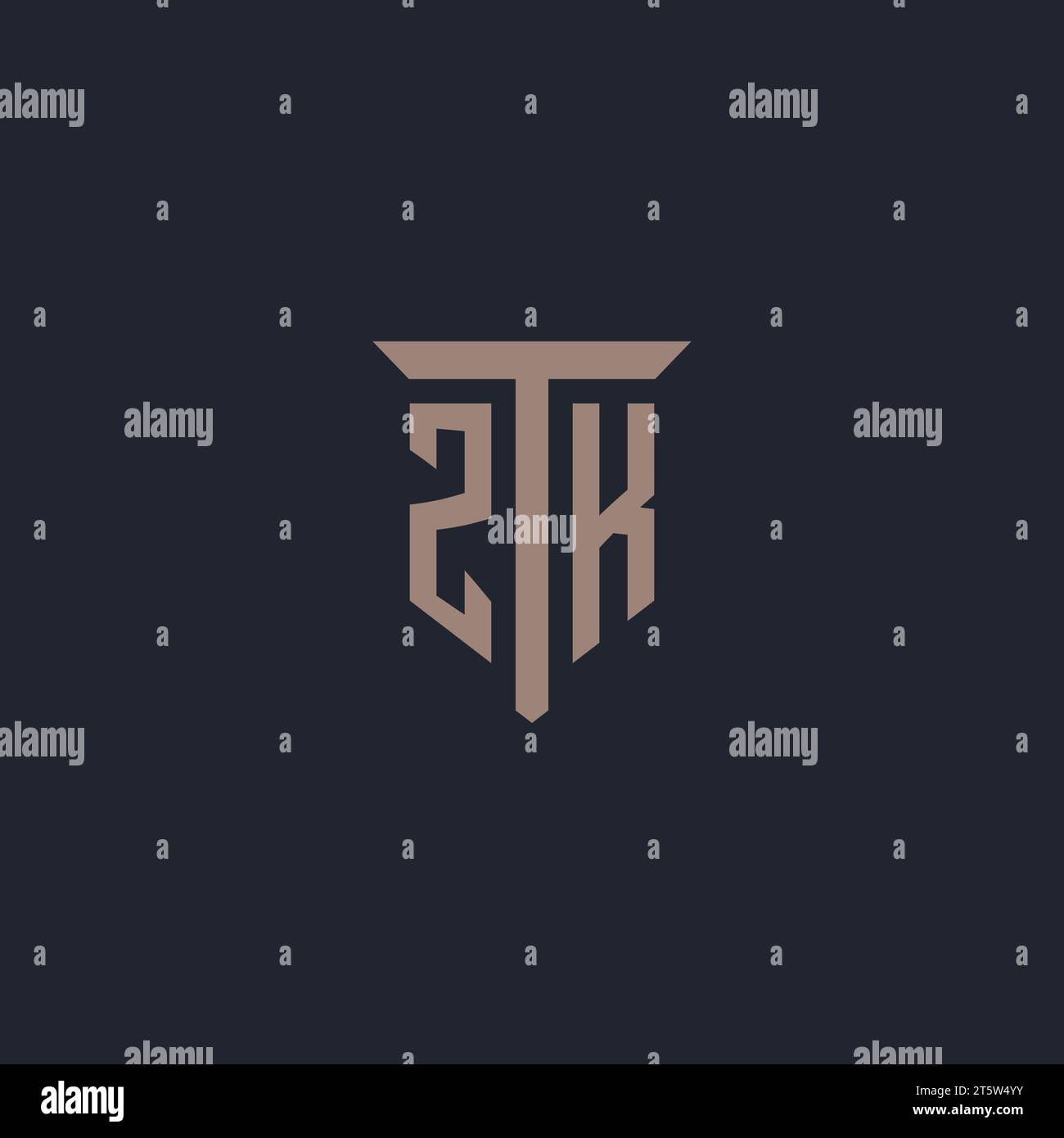Monogramme initial de logo ZK avec vecteur de conception d'icône de pilier Illustration de Vecteur
