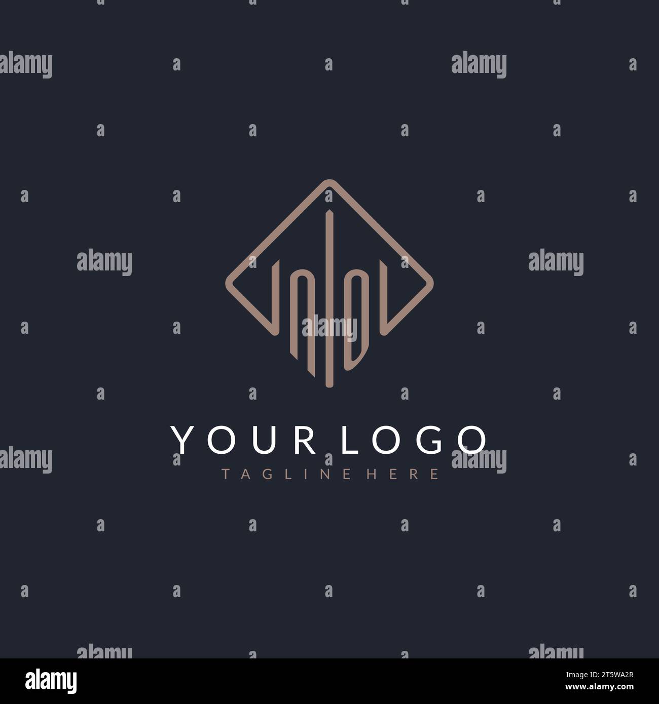 AUCUN logo initial avec des idées de conception de style rectangle incurvé Illustration de Vecteur