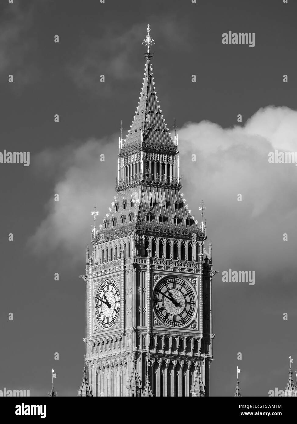 Noir et blanc Big Ben, Palais de Westminster, Londres, Angleterre, Royaume-Uni, GB. Banque D'Images
