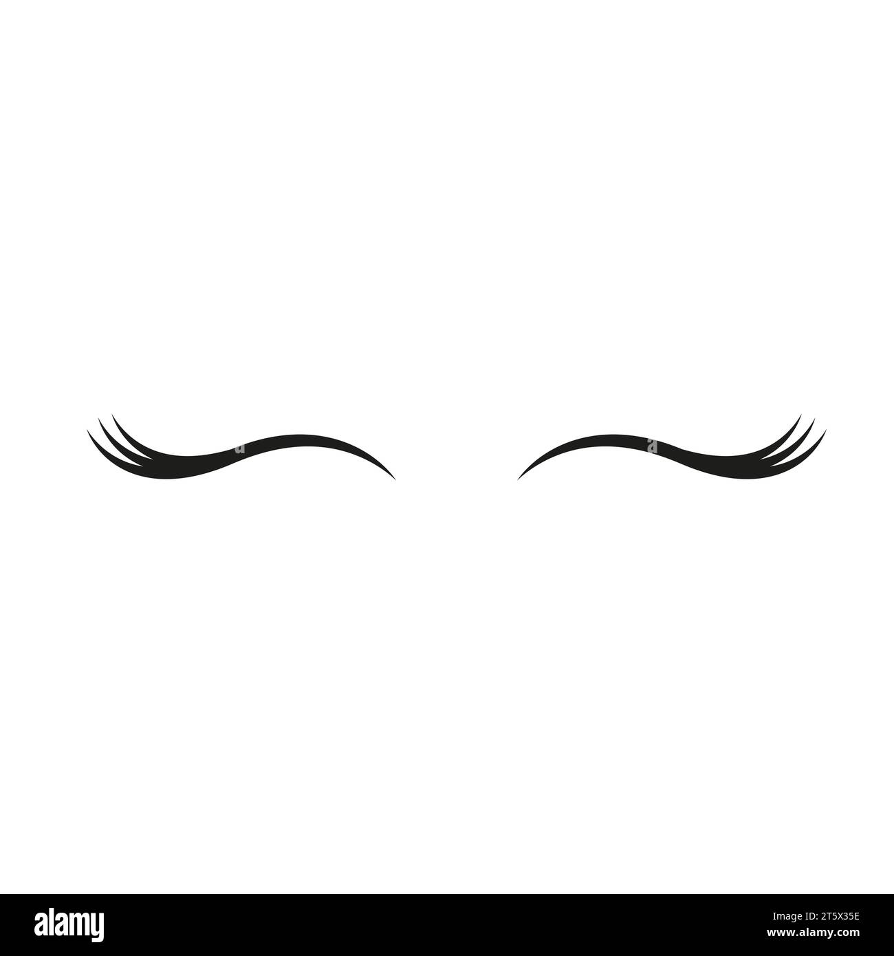 Icône yeux fermés. Symbole maquillage et paupière. Conception plate. Stock - Vector illustration.Vector icône plate de dessin animé de ligne noire yeux fermés avec des cils Illustration de Vecteur