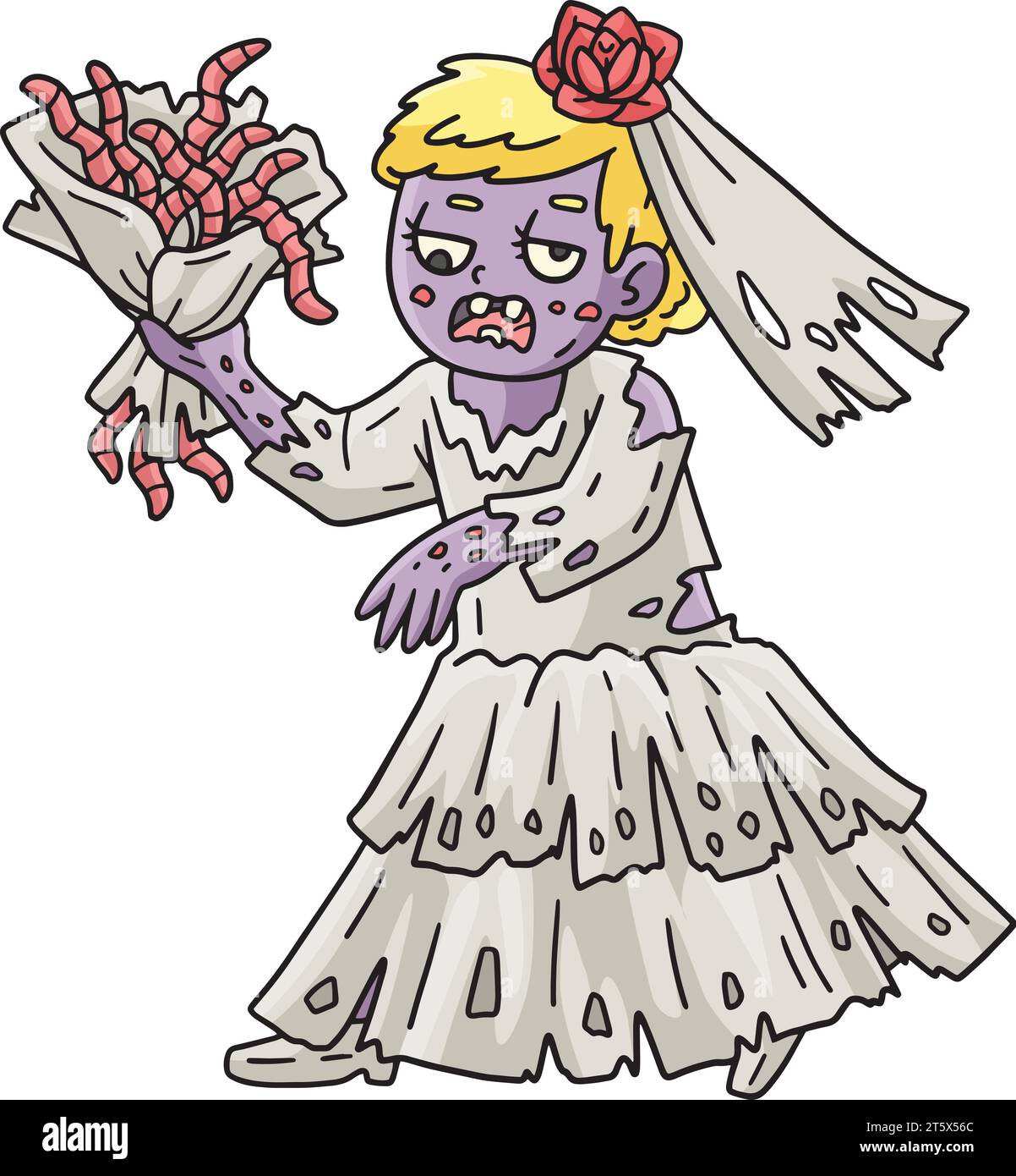 Zombie bride Cartoon Colored Clipart Illustration Illustration de Vecteur