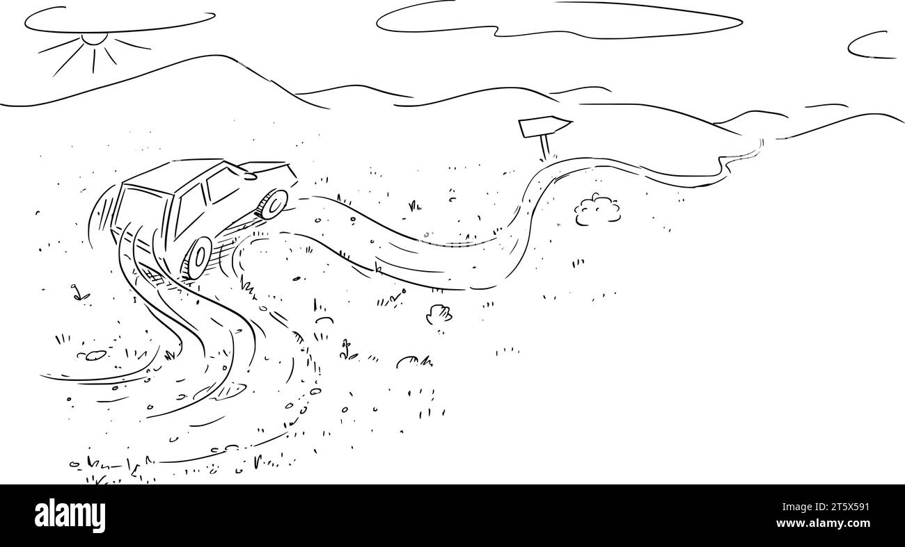 Sur un voyage en voiture, illustration vectorielle de dessin animé Illustration de Vecteur