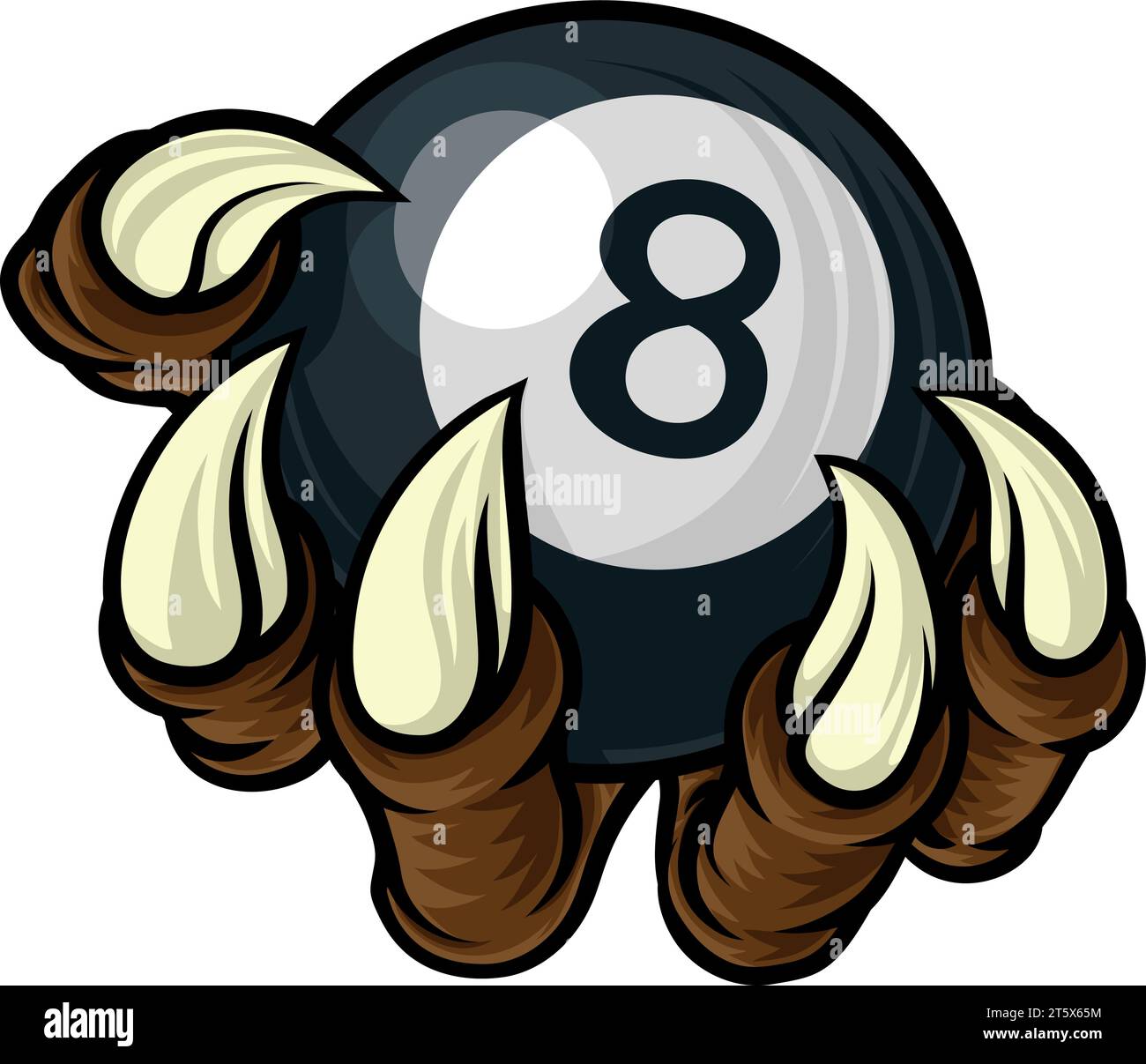 Pool Black huit ball Claw Cartoon Monster Hand Illustration de Vecteur