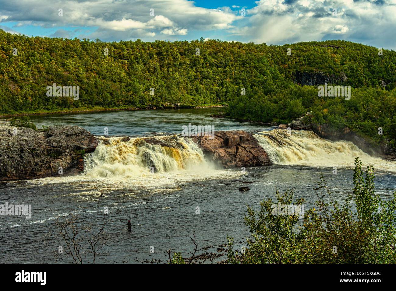 Les chutes Pikefossen sont la seule cascade de la rivière Kautokeino/Alta. Kautokeino, cascade de Pikefossen, Norvège Banque D'Images