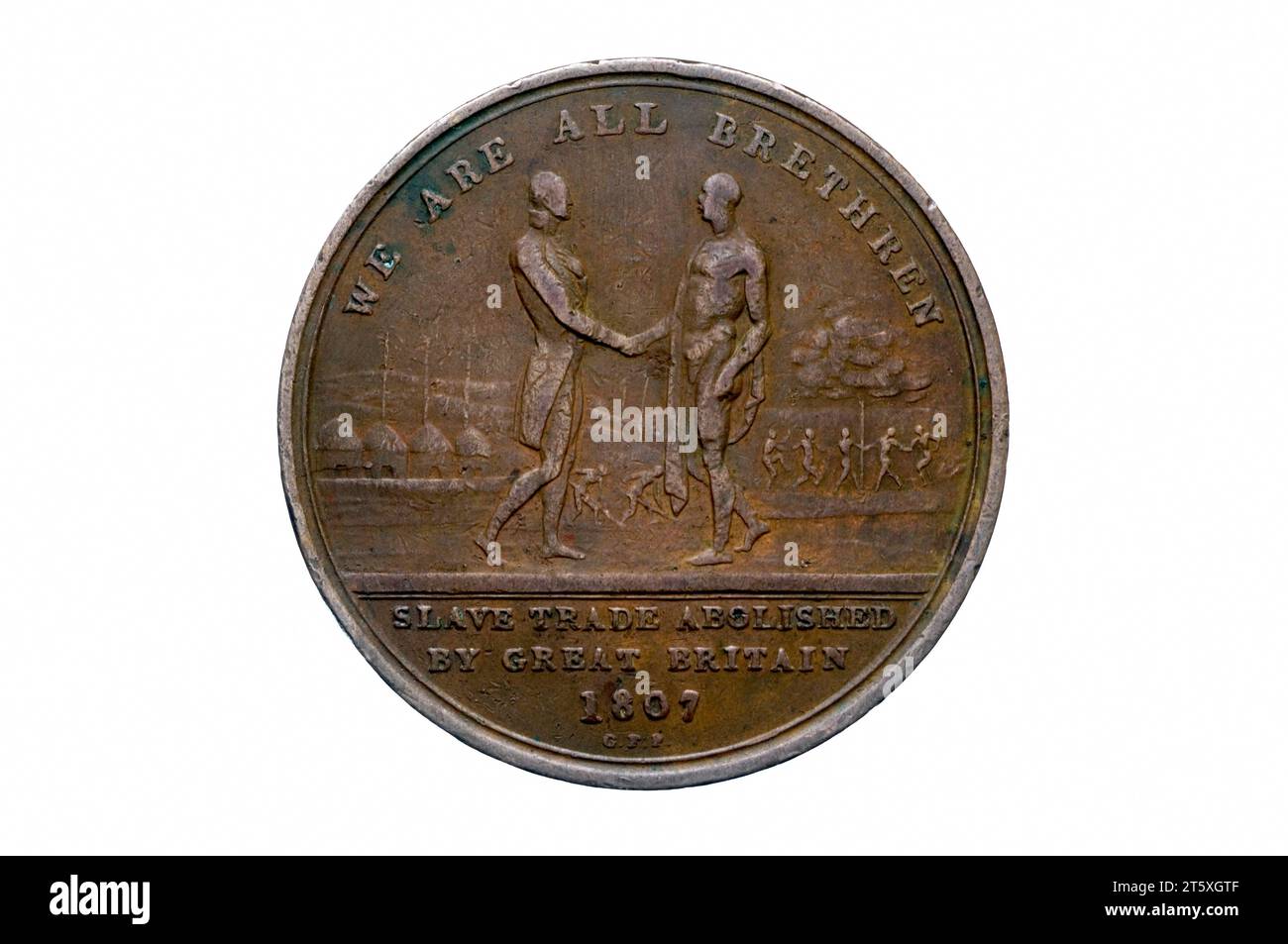 Médaille de bronze commémorant l'abolition de la traite négrière britannique Banque D'Images