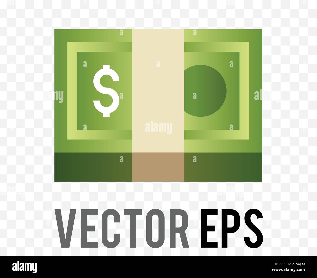 Pile verte de billets de banque américains en espèces icône Illustration de Vecteur