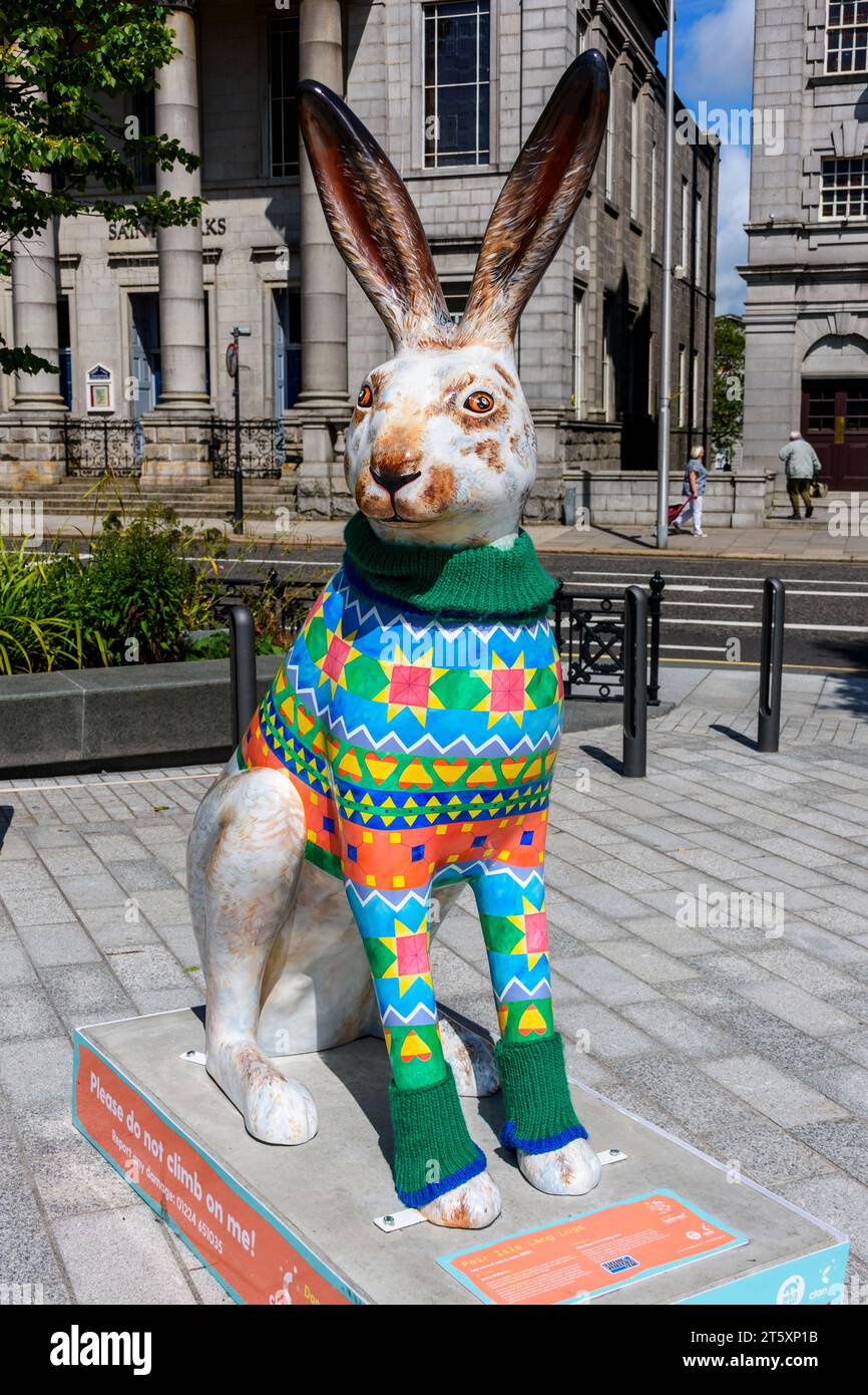Fair Isle Lang Lugs, de Jenny McHardy. Une des expositions sur le Big Hop Trail, Rosemount Viaduct, Union Terrace Gardens, Aberdeen, Écosse, ROYAUME-UNI Banque D'Images