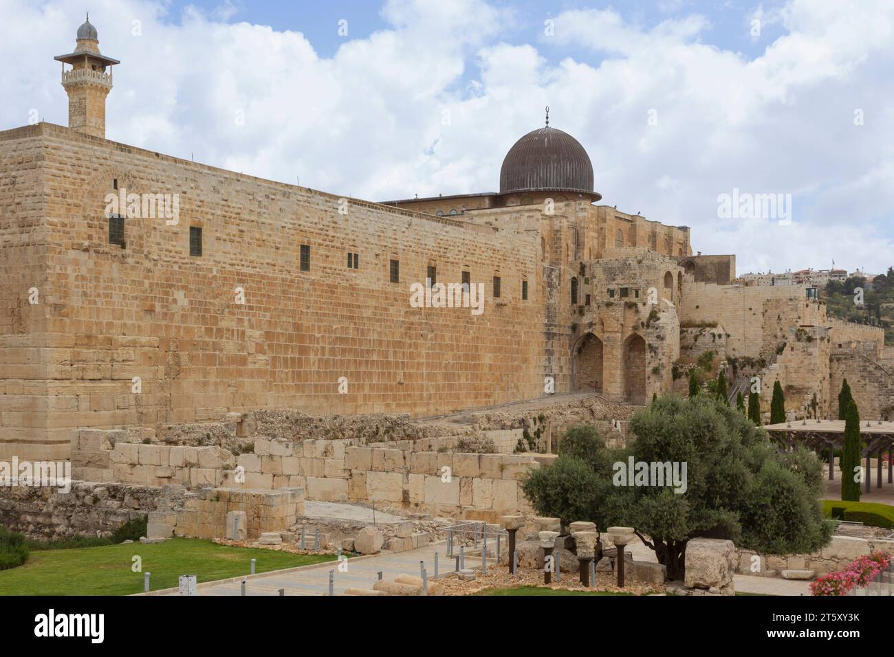 La mosquée le long du mur sud d'al-Haram al-Sharif, Mont du Temple à Jérusalem, Israël. Banque D'Images