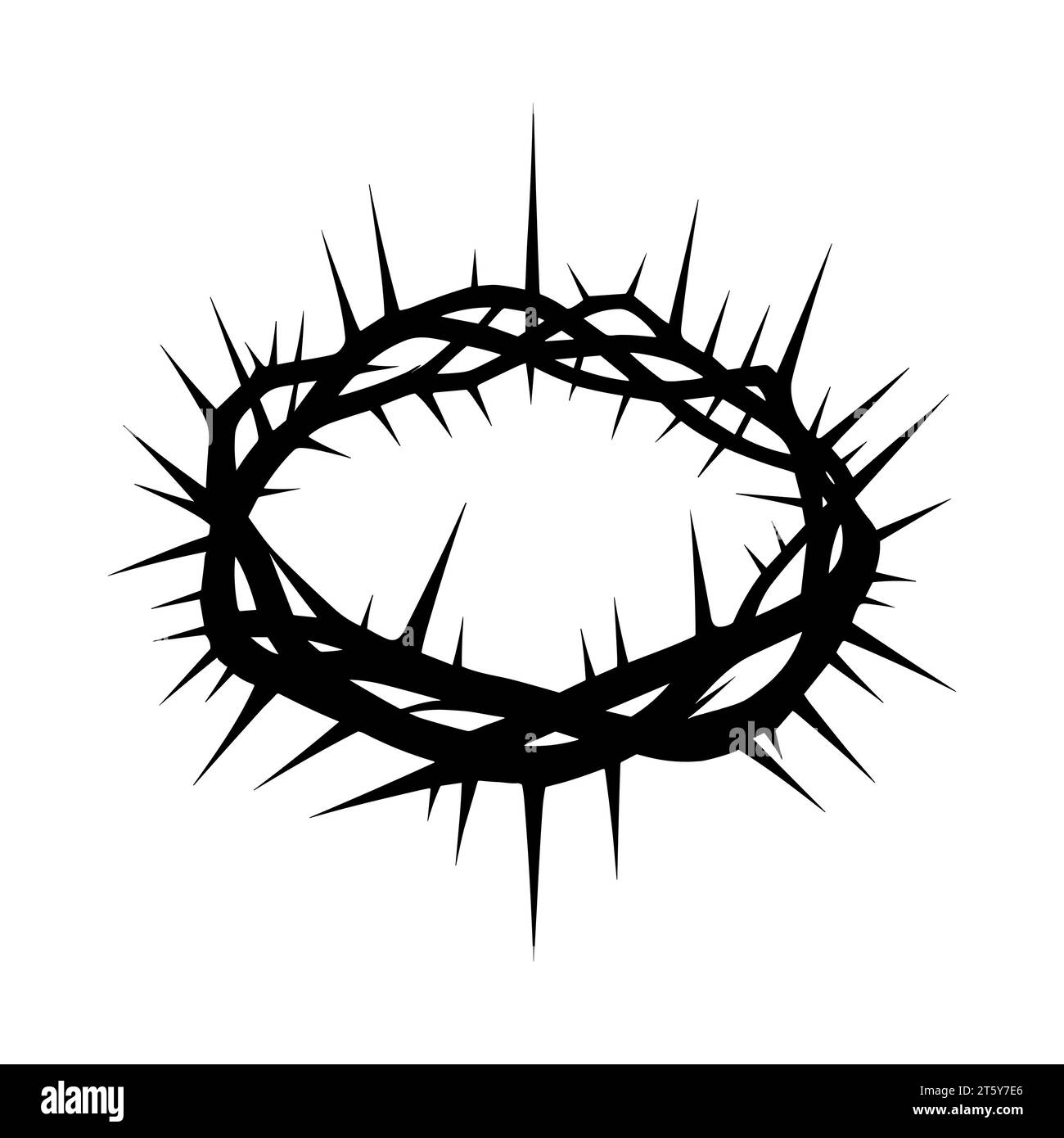 Icône de couronne d'épines. Silhouette noire d'un symbole religieux du christianisme. Illustration vectorielle. Illustration de Vecteur
