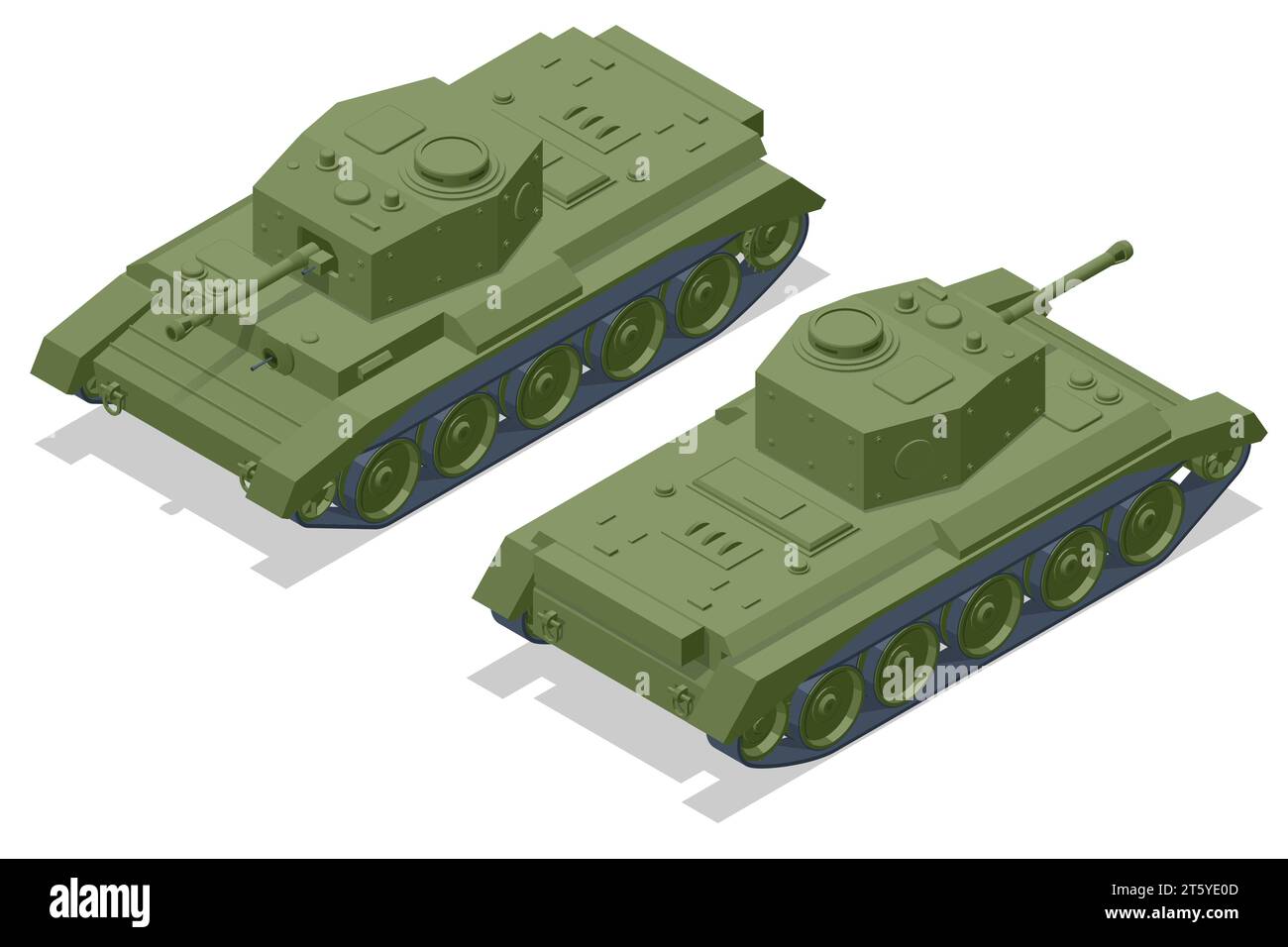 Réservoir isométrique Royaume-Uni, Cruiser Tank Mk.VIII Cromwell . Véhicule blindé de combat conçu pour le combat de première ligne, avec une forte puissance de feu Illustration de Vecteur