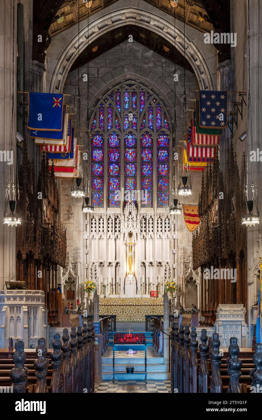 Intérieur de la chapelle commémorative de Washington au parc historique national de Valley Forge. Banque D'Images