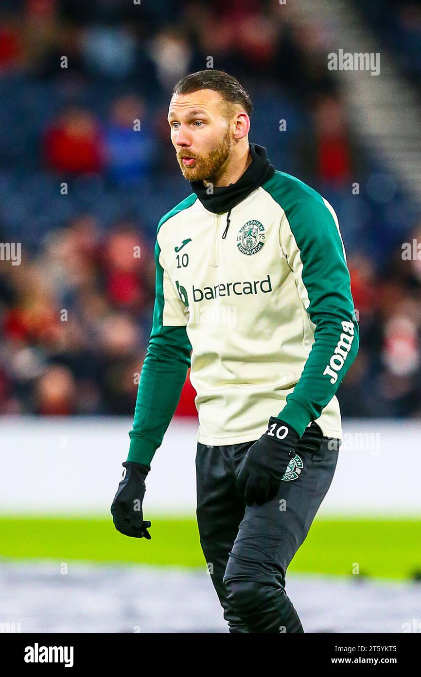 MARTIN BOYLE, footballeur professionnel jouant actuellement pour le club de football Hibernian, un club écossais de Premiership. Banque D'Images