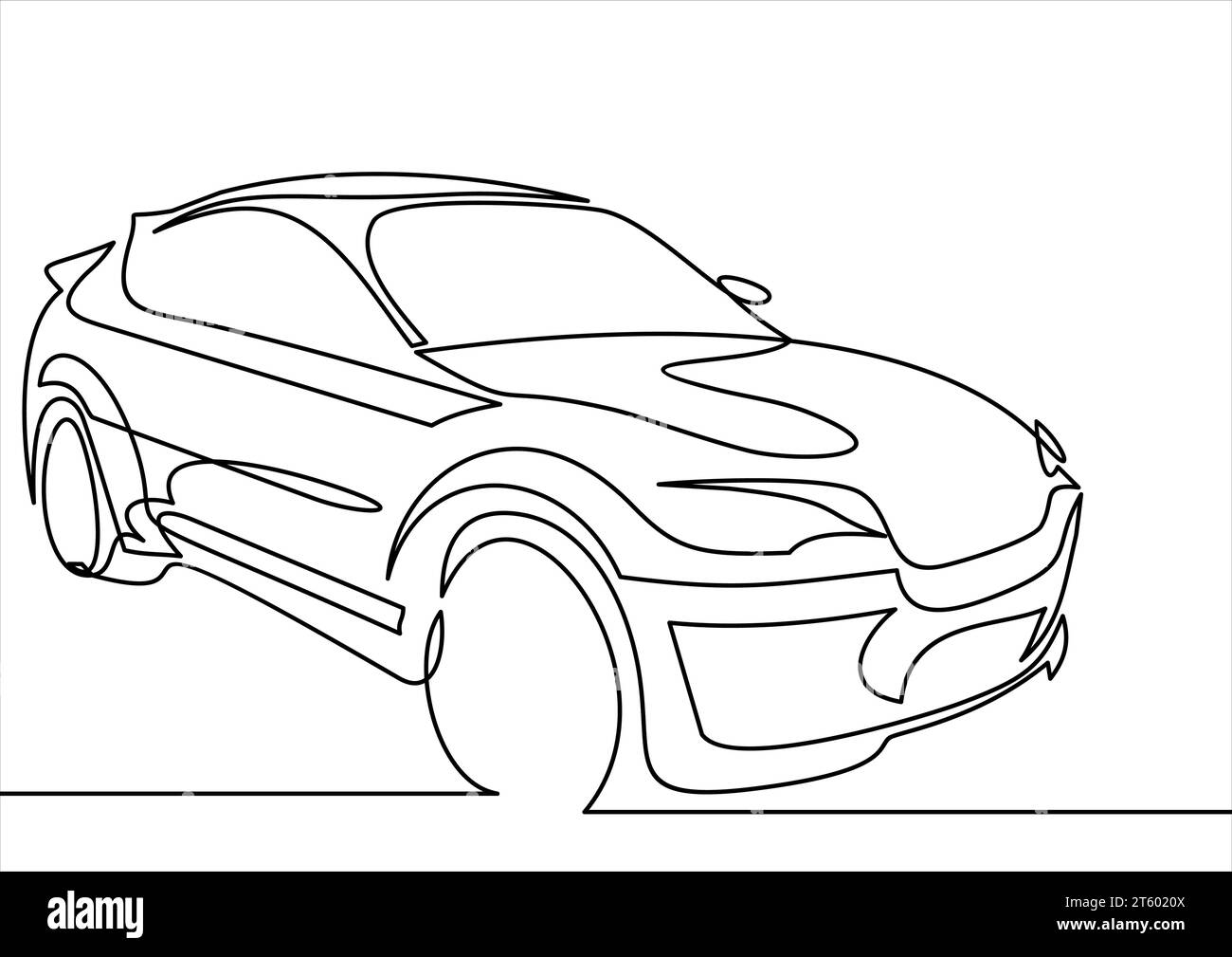 dessin au trait continu de motor car.symbol pour la conception de site web Illustration de Vecteur