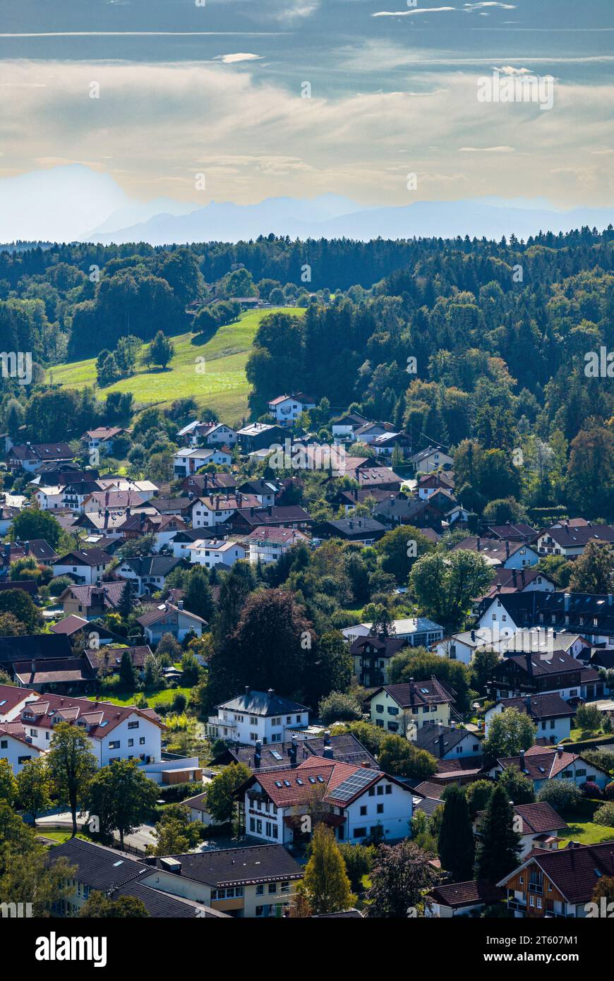 Eurasburg Bavière. Prise de vue panoramique aérienne par drone Banque D'Images