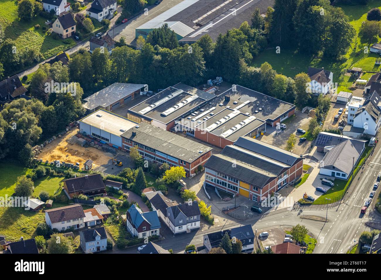 Vue aérienne, Centre de formation en construction et de formation continue, Centre de formation, Fellinghausen, Kreuztal, Siegerland, Rhénanie du Nord-Westphalie, Allemagne Banque D'Images
