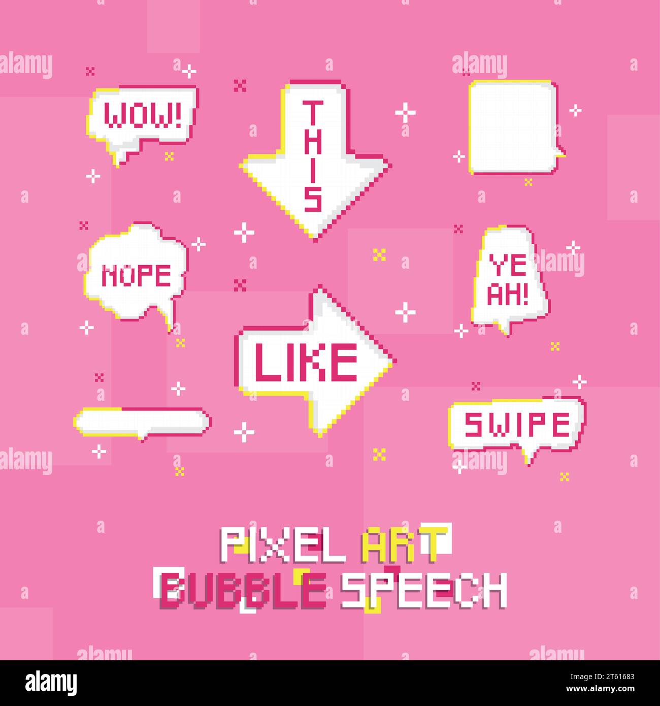 Ensemble de bulles de parole Pixel art Vector Illustration de Vecteur