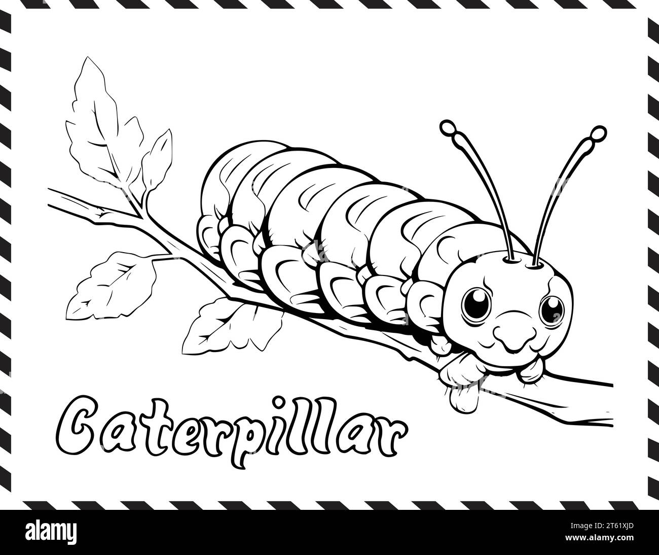 Page de coloriage Caterpillar pour enfants Illustration de Vecteur