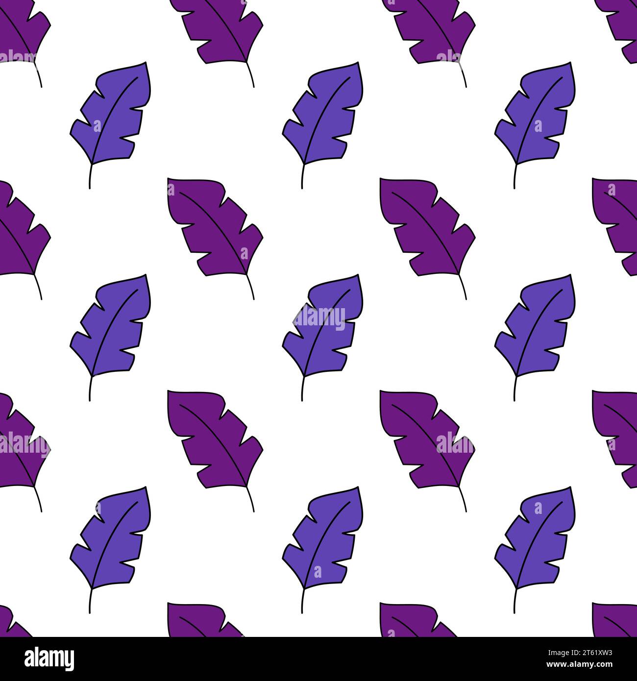 Motif sans couture avec plumes violettes. Illustration de fond plat mystique Boho dessinée à la main. Illustration de Vecteur