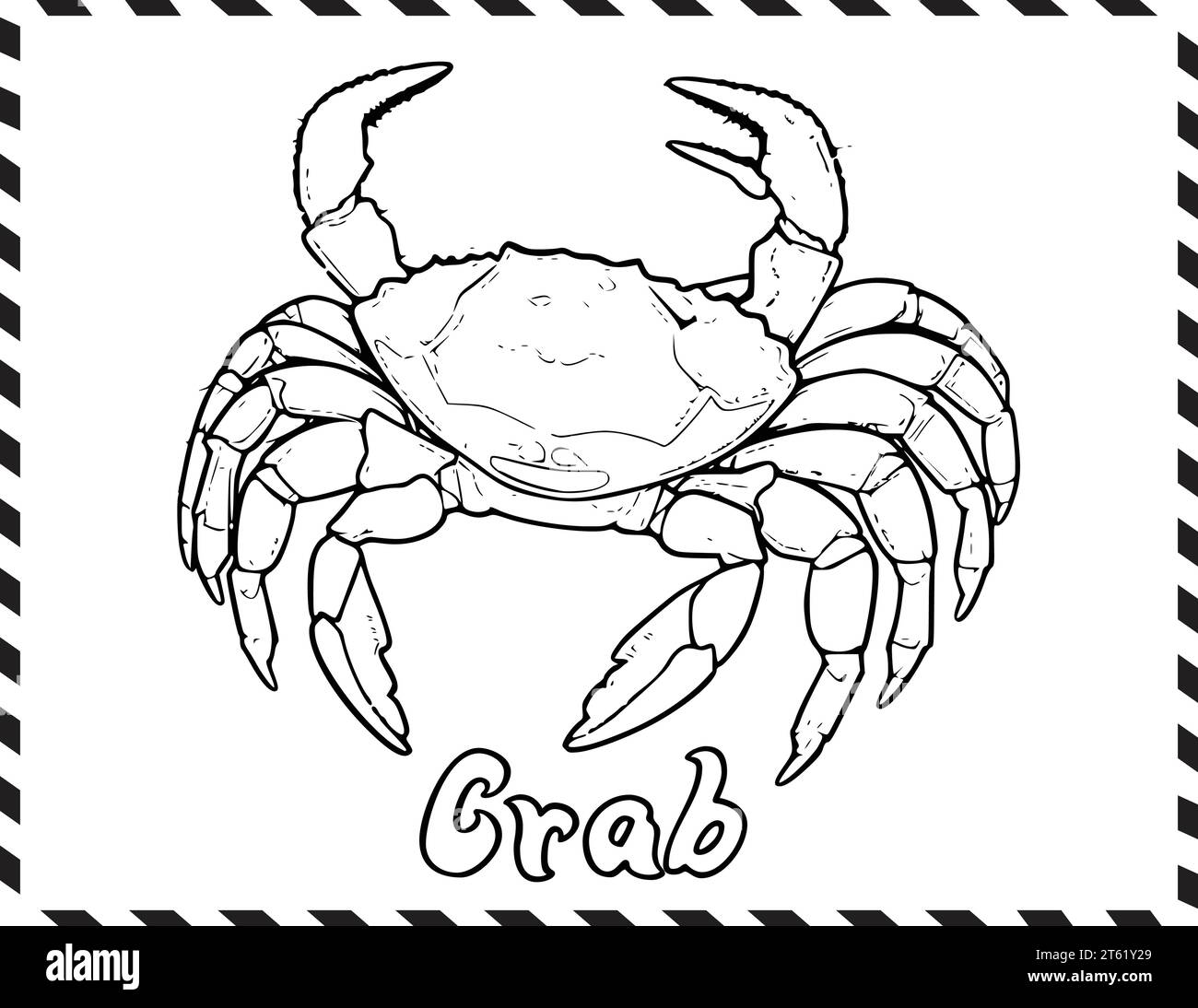 Page de coloriage sous-marine de crabe pour les enfants Illustration de Vecteur