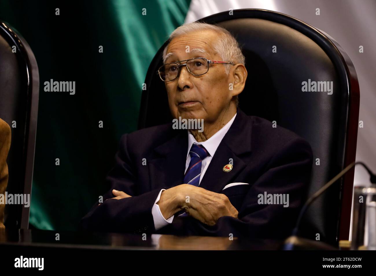 Mexico, Mexique. 07 novembre 2023. 7 novembre 2023, Mexico, Mexique : le radiologue Daniel Mendoza lors de son intervention à la deuxième audience publique mexicaine sur les phénomènes anormaux non identifiés à la Chambre des députés à Mexico. Le 7 novembre 2023 à Mexico, Mexique (photo de Luis Barron/Eyepix Group/Sipa USA). Crédit : SIPA USA/Alamy Live News Banque D'Images