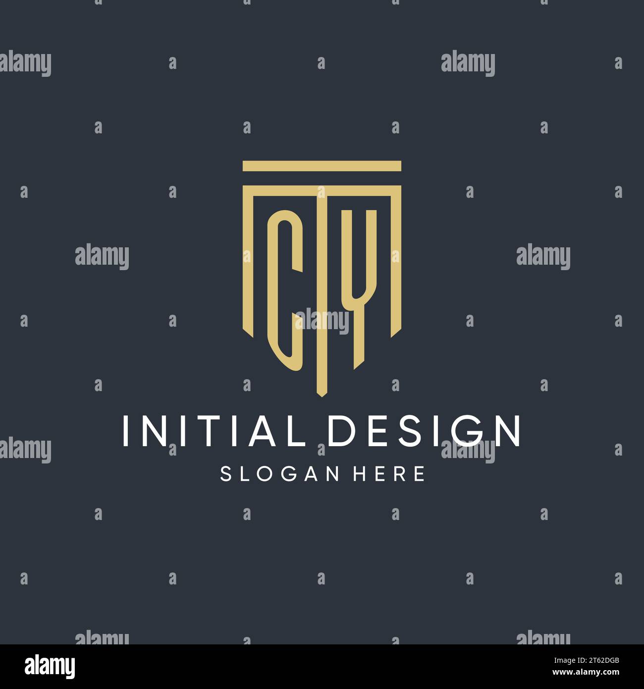 Monogramme CY avec un graphique vectoriel de conception de forme de bouclier moderne et de luxe Illustration de Vecteur