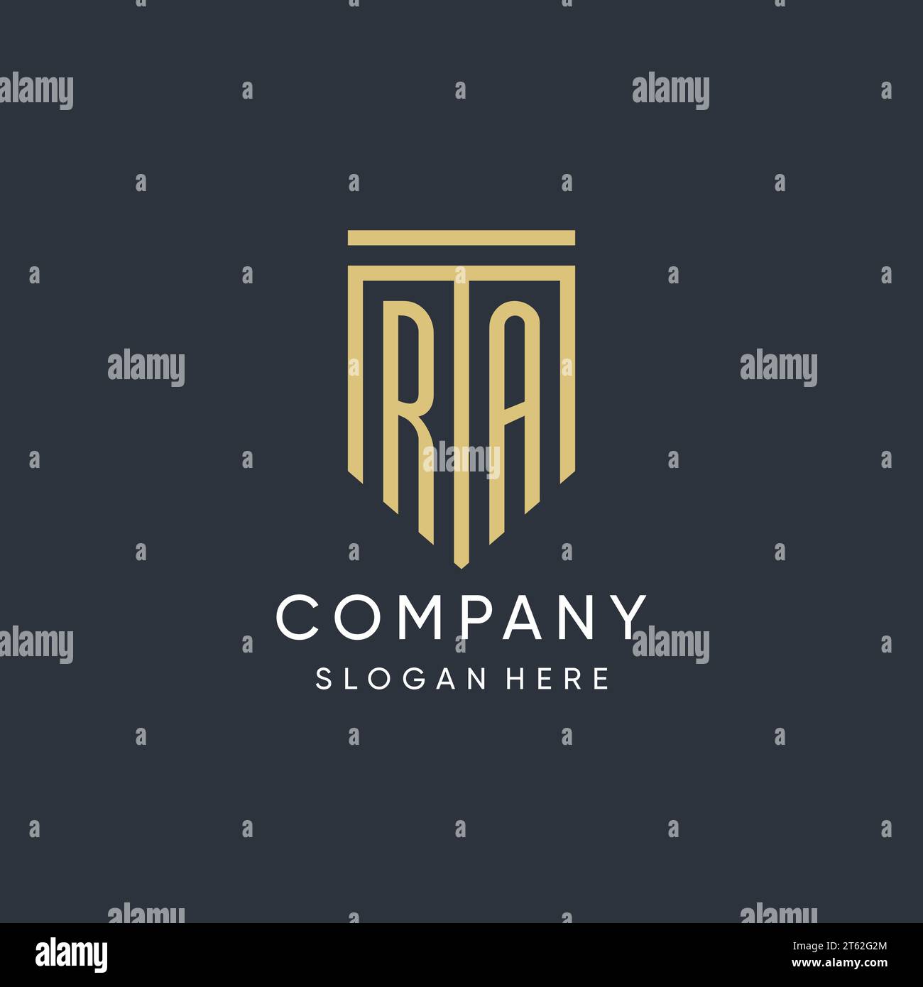 Monogramme RA avec graphique vectoriel de conception de forme de bouclier moderne et de luxe Illustration de Vecteur