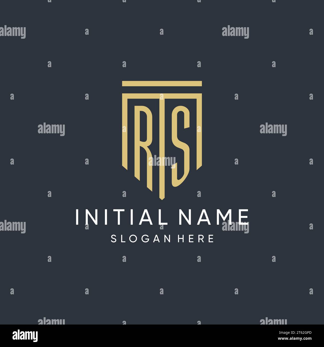 Monogramme RS avec motif vectoriel moderne et luxueux en forme de bouclier Illustration de Vecteur