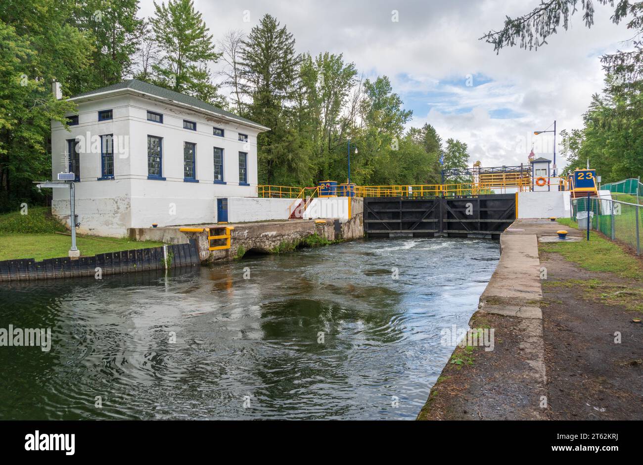 Écluse du canal Oswego numéro vingt-trois, sur le bras Oswego du canal Banque D'Images