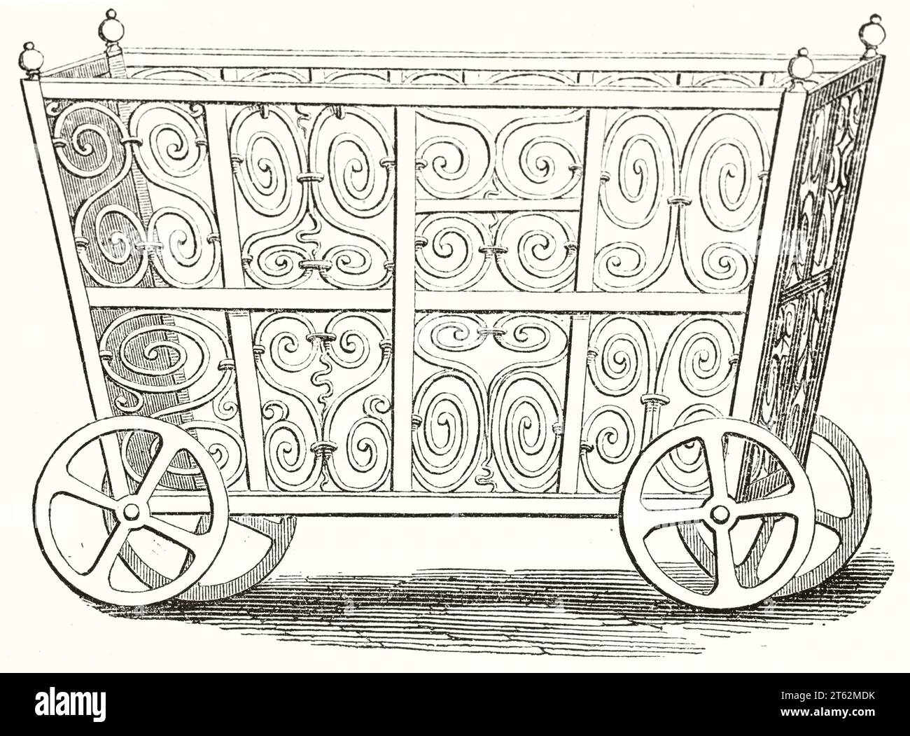 Vieille illustration d'un ancien char. Par auteur non identifié, publ. Sur magasin pittoresque, Paris, 1849 Banque D'Images
