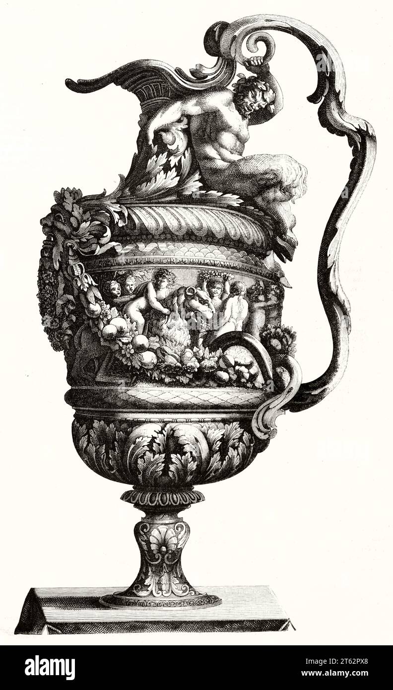 Vieille illustration d'un vase. Par Jean le pauvre, publ. Sur magasin pittoresque, Paris, 1849 Banque D'Images