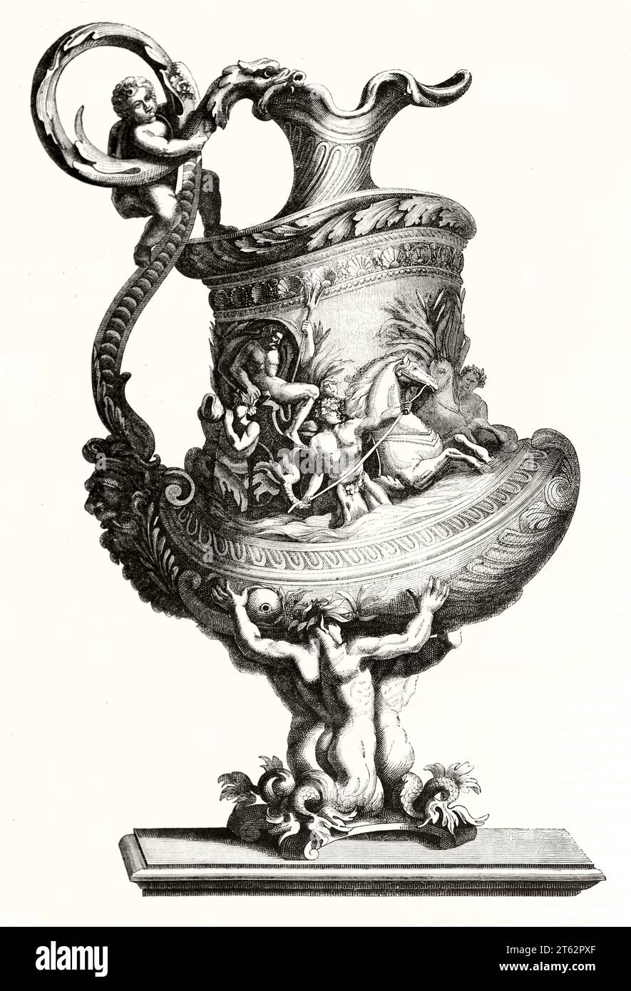 Vieille illustration d'un vase. Par Jean le pauvre, publ. Sur magasin pittoresque, Paris, 1849 Banque D'Images
