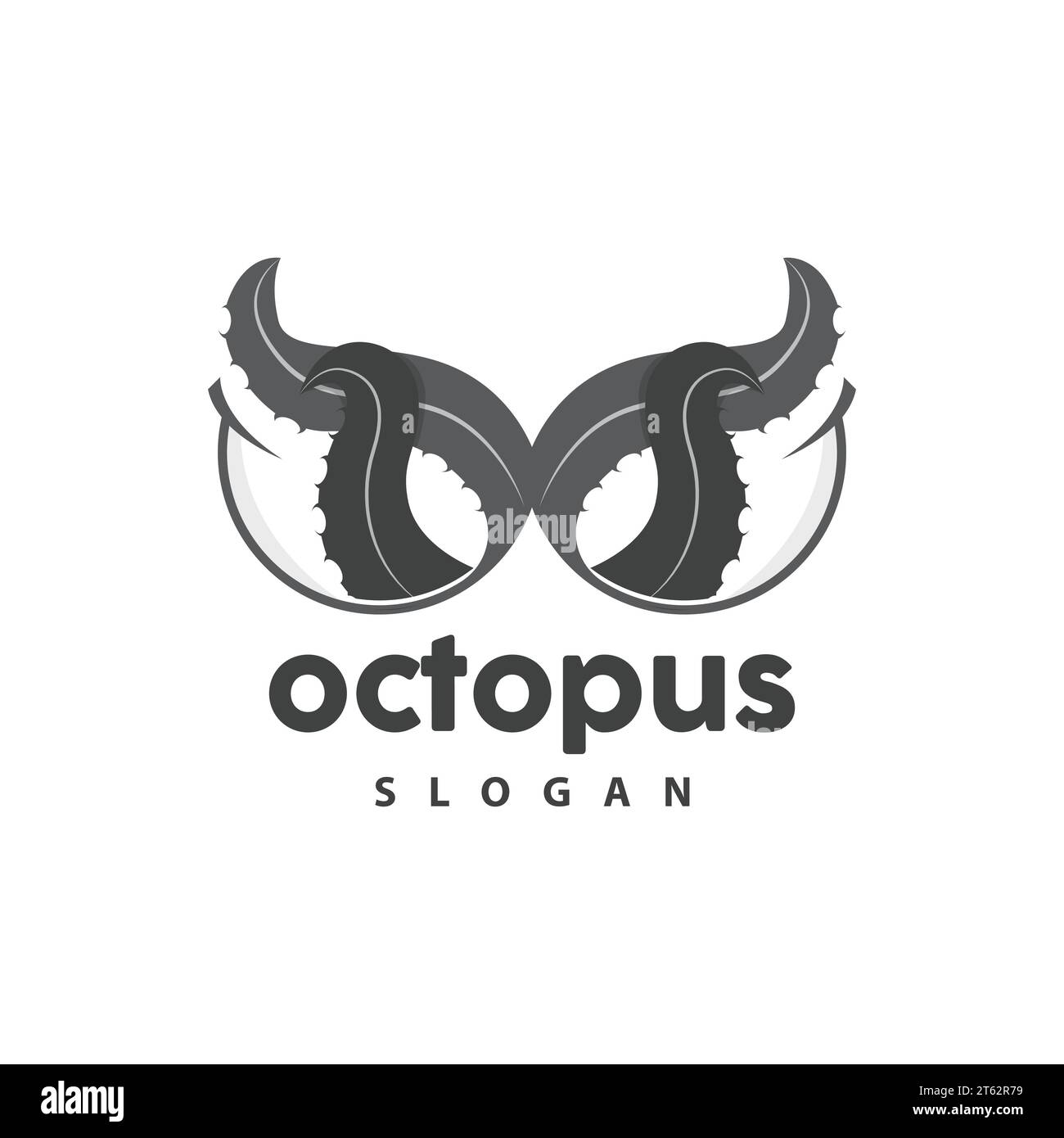 Octopus logo, Sea Animals Vector, Seafood Ingrédients Cuttlefish Tentacles icône Silhouette Design Illustration de Vecteur