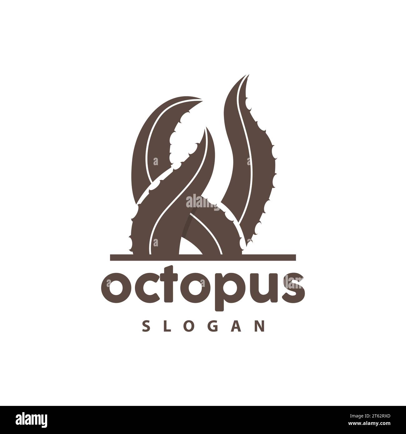 Octopus logo, Sea Animals Vector, Seafood Ingrédients Cuttlefish Tentacles icône Silhouette Design Illustration de Vecteur