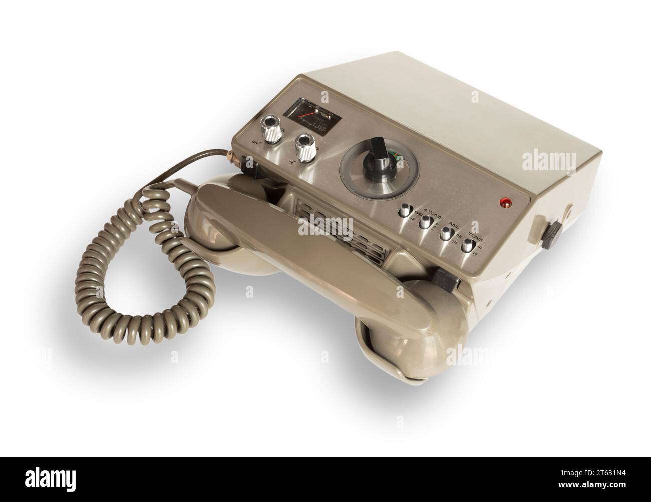 Radio-amateur avec combiné téléphonique qui continue de fonctionner pendant les catastrophes naturelles ou lorsque les tours cellulaires tombent en panne Banque D'Images