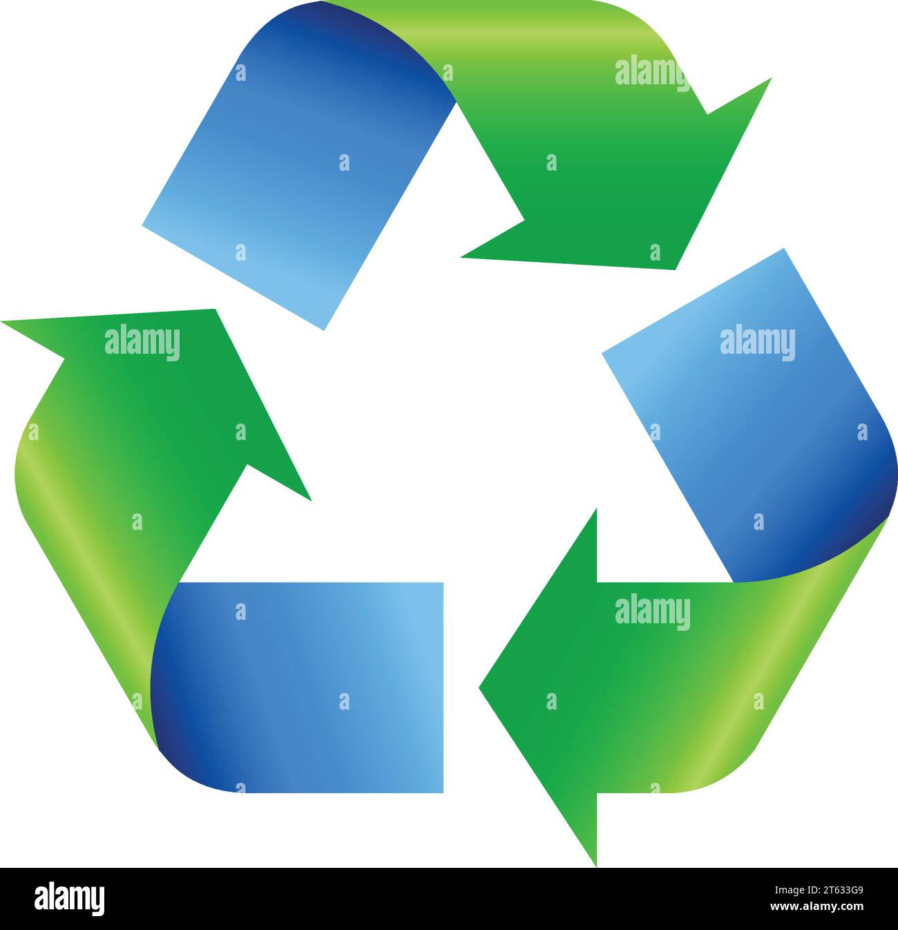 triangle vert et bleu recycle logo symbole vectoriel classique isolé sur fond blanc Illustration de Vecteur