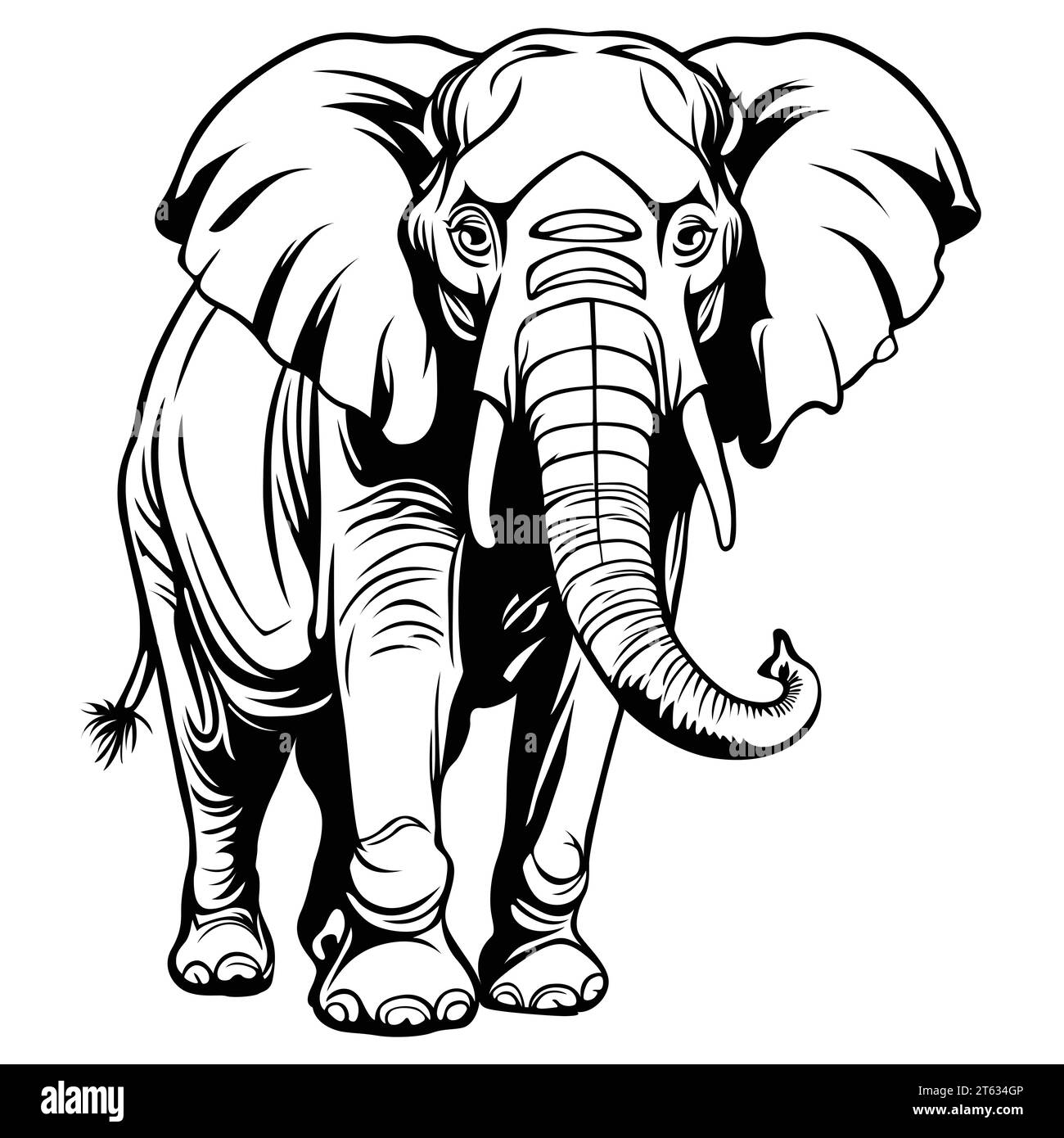 dessin de contour d'éléphant à l'aide d'un format vectoriel Illustration de Vecteur
