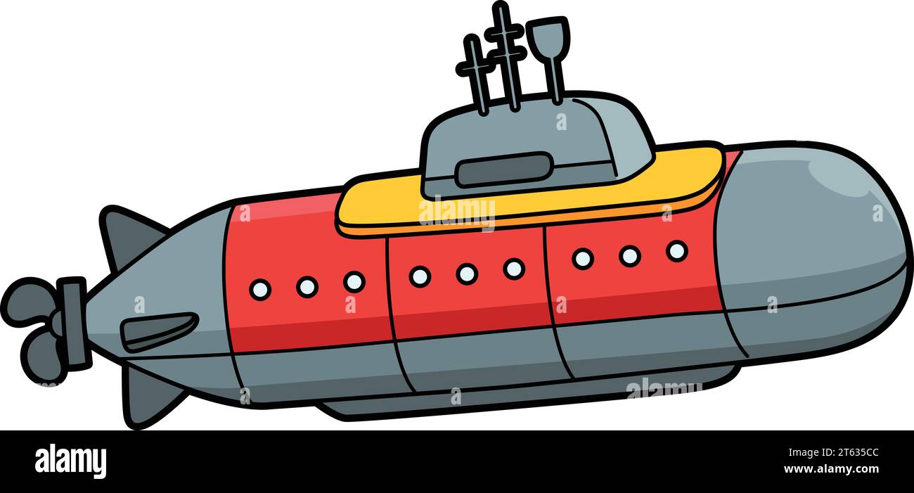 Sous-marin nucléaire Cartoon Colored Clipart Illustration de Vecteur