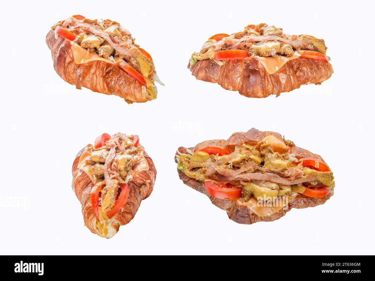 Sandwich épicé au poulet croissant asiatique Banque D'Images