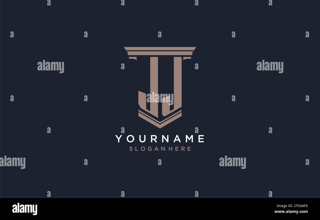 Logo initial JJ avec style de pilier, idées de conception de logo de cabinet d'avocats de luxe inspiration Illustration de Vecteur