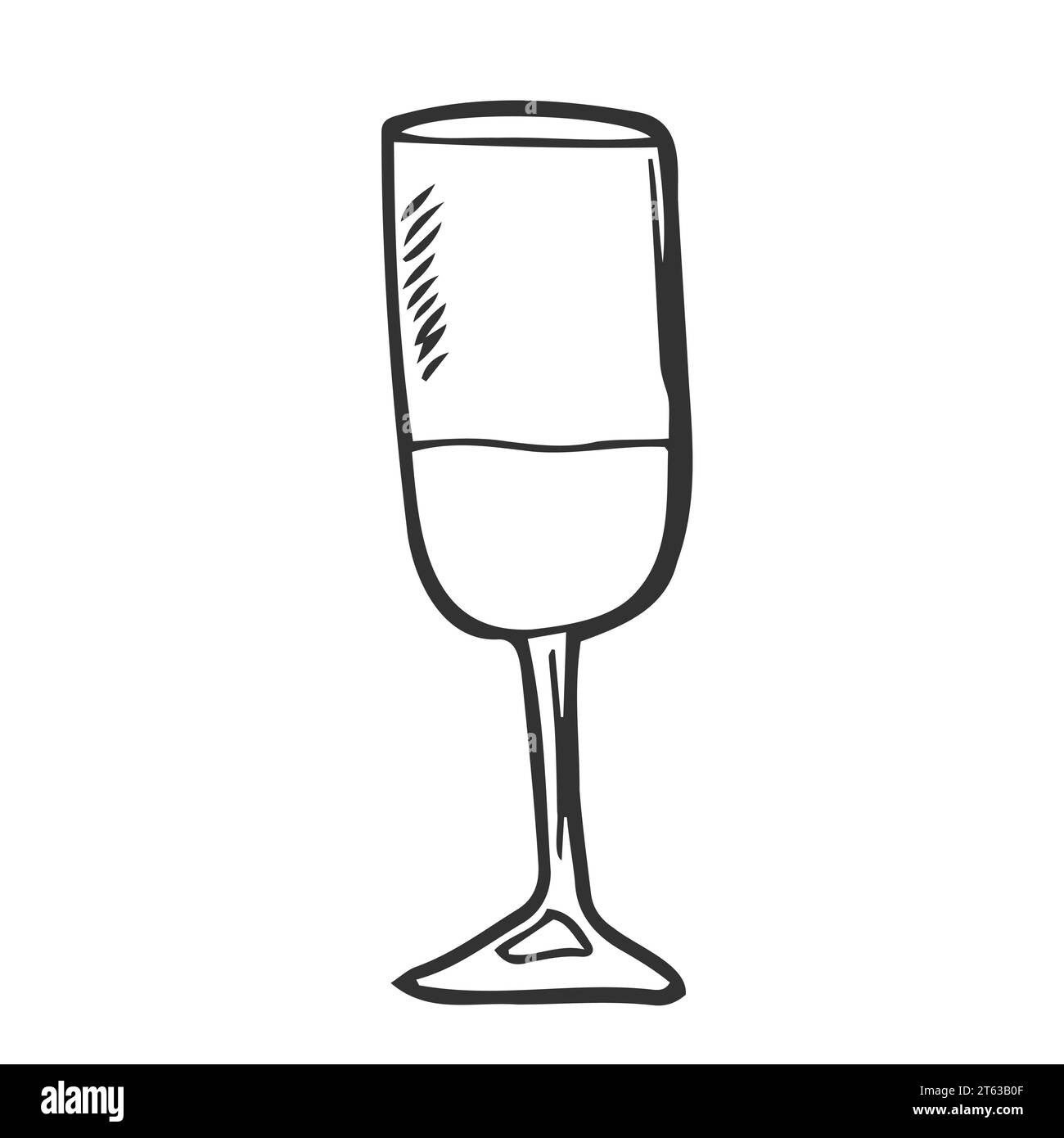 Icône de gribouillage dessiné à la main en verre à vin. Illustration vectorielle de croquis de verre à vin pour impression, web Illustration de Vecteur