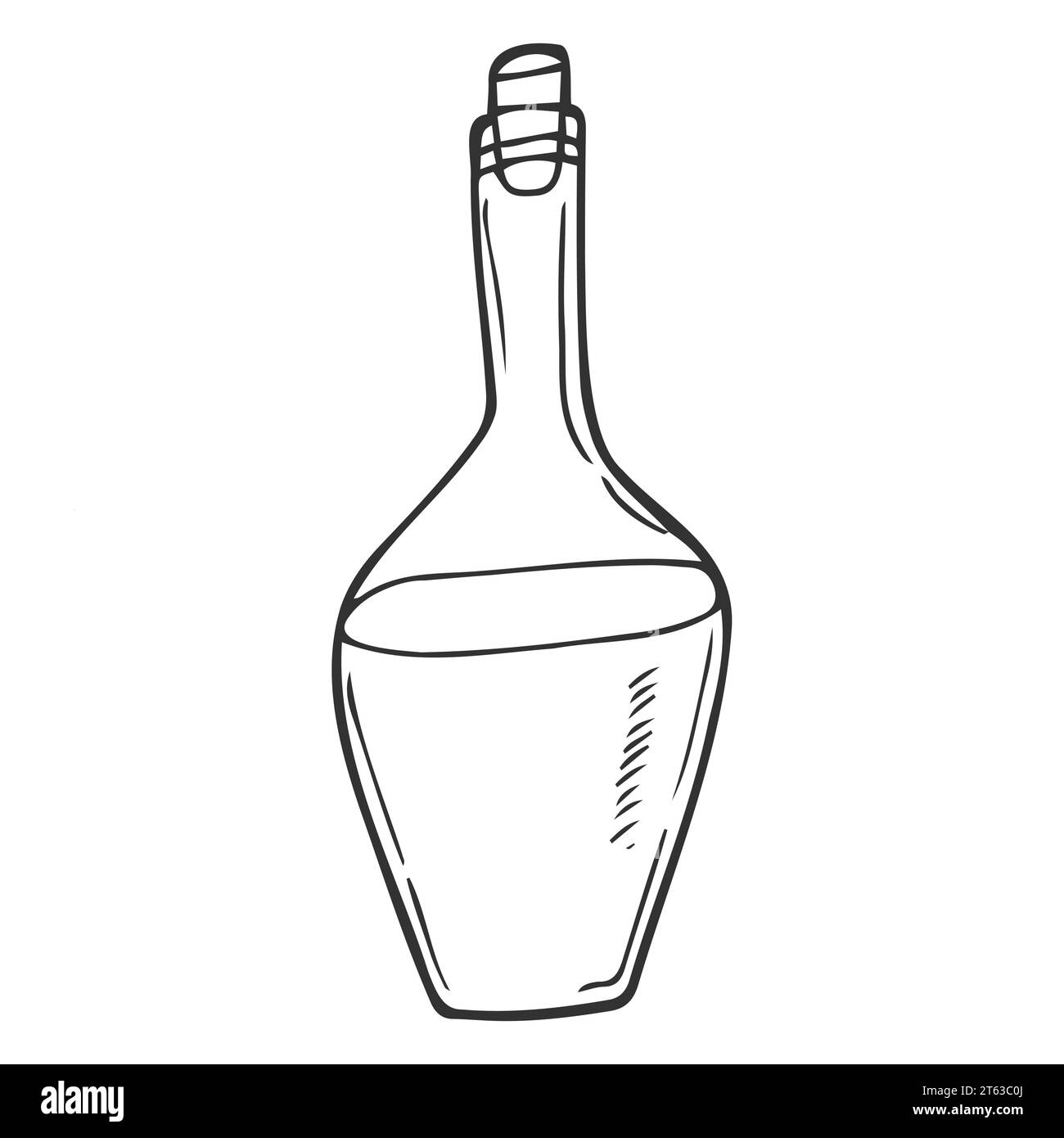 bouteille, illustration vectorielle de style d'esquisse isolé sur fond blanc. bouteille en verre, récipient Illustration de Vecteur