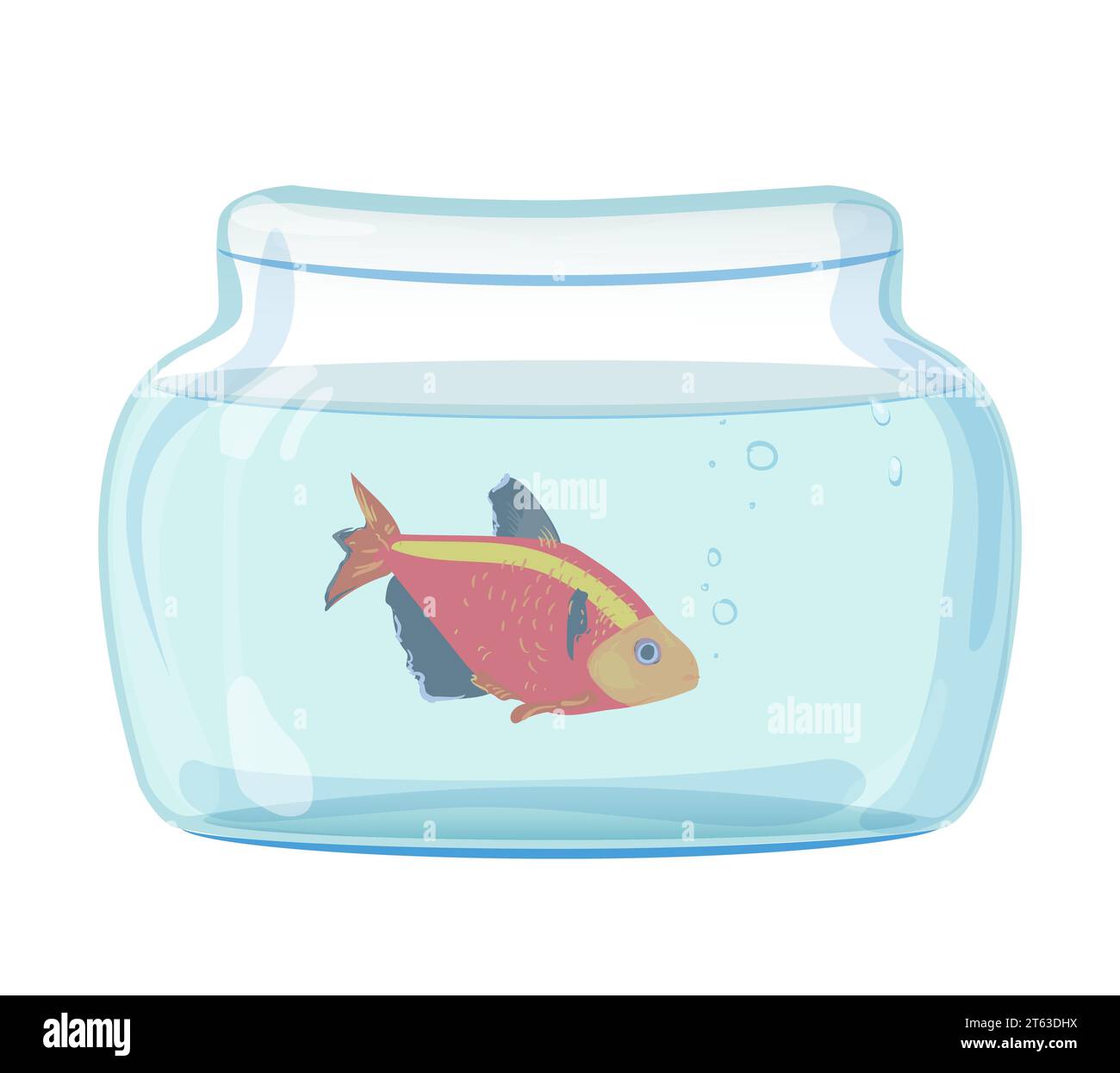 Un bocal rond avec un poisson rouge. Un animal de compagnie d'eau douce. Illustration vectorielle dans le style kartun. Illustration de Vecteur