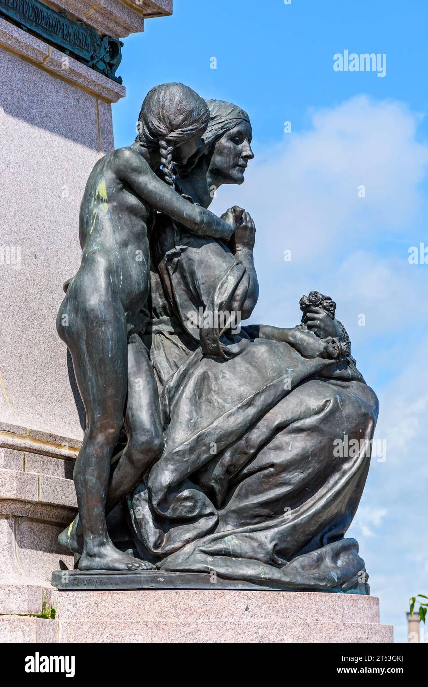 Imperial Unity, sculpture en bronze sur la plinthe sous la statue du roi Édouard VII Aberdeen, Écosse, Royaume-Uni Banque D'Images