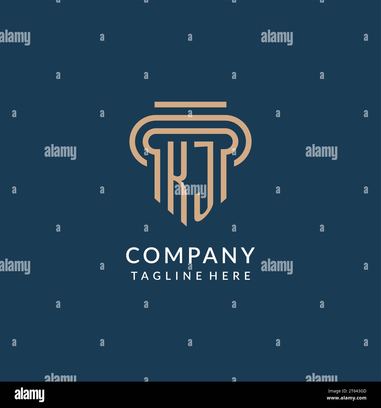 Style initial de logo de pilier KJ, graphique vectoriel de conception de logo de cabinet d'avocats juridique d'avocat moderne de luxe Illustration de Vecteur