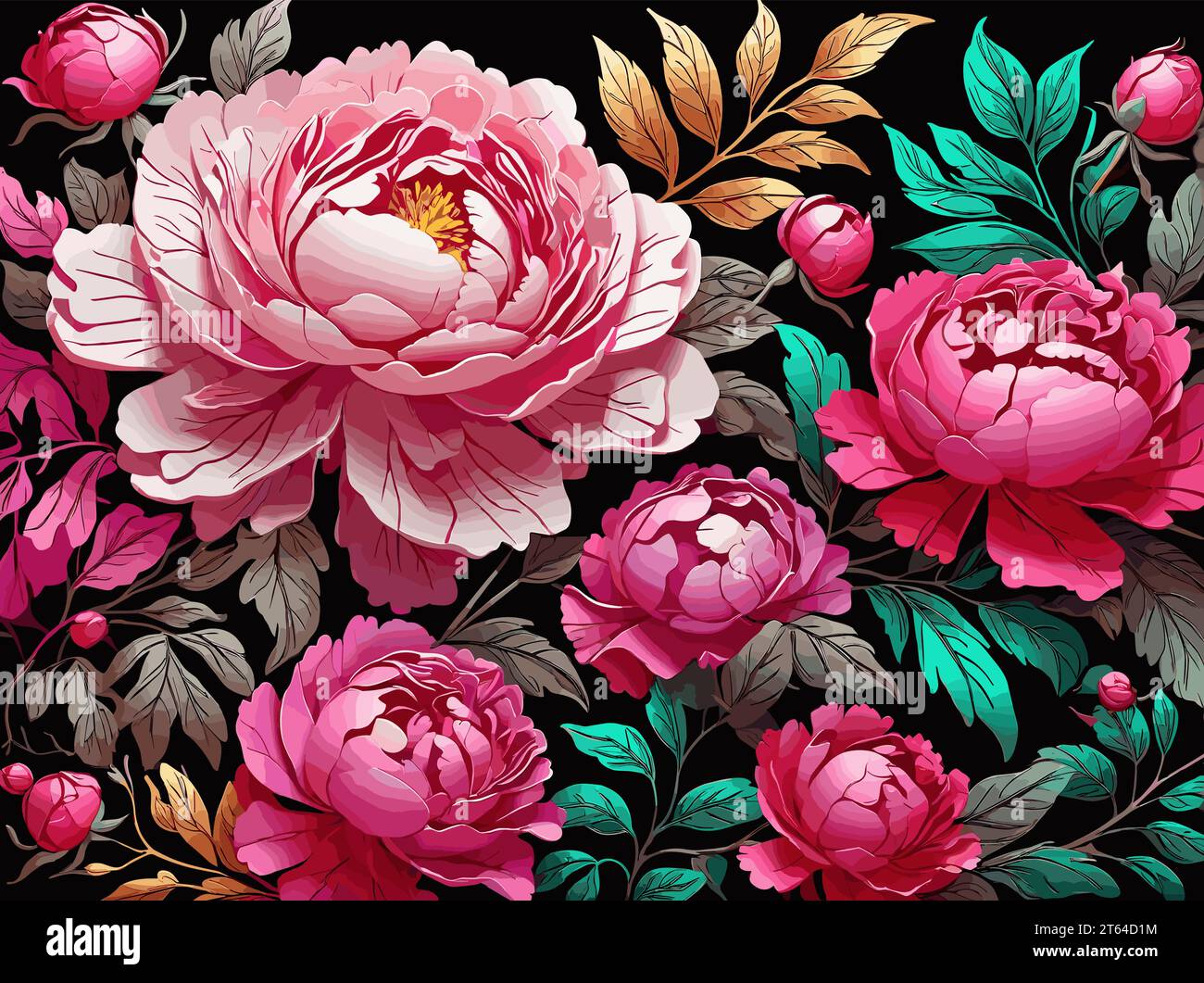 Arrière-plan floral abstrait avec pivoine rose. Illustration de Vecteur