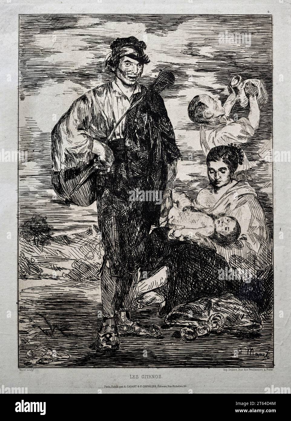 Les gitanes - acquaforte - Edouard Manet - 1862 - collezione privata Banque D'Images