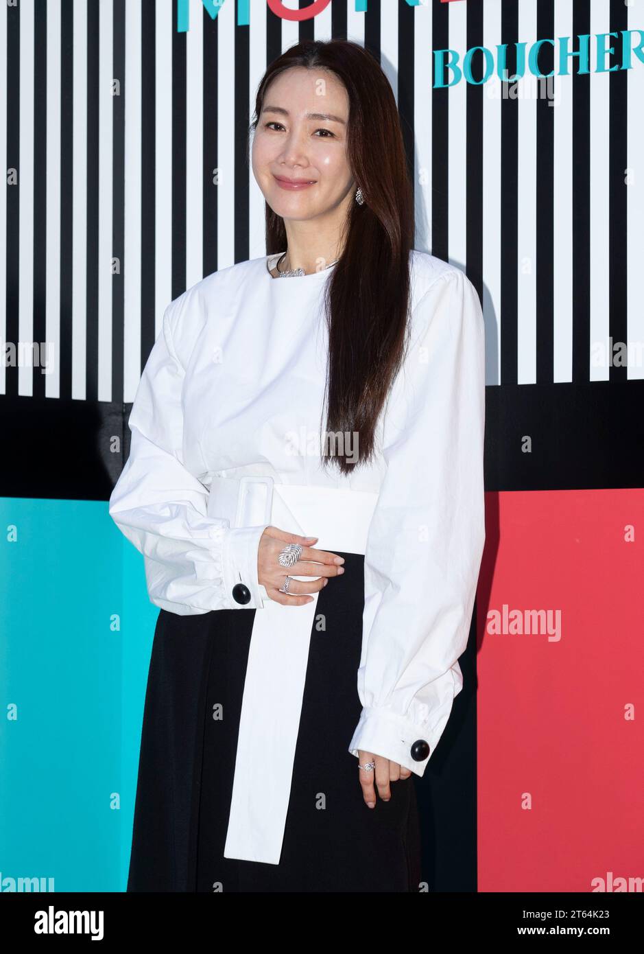 8 novembre 2023 – Séoul, Corée du Sud : l'actrice sud-coréenne Choi Ji-woo, assiste à un photocall pour l'événement Boucheron 2023 Carteblanche à Séoul, Corée du Sud le 8 novembre 2023. (Photo : Lee Young-ho/Sipa USA) Banque D'Images