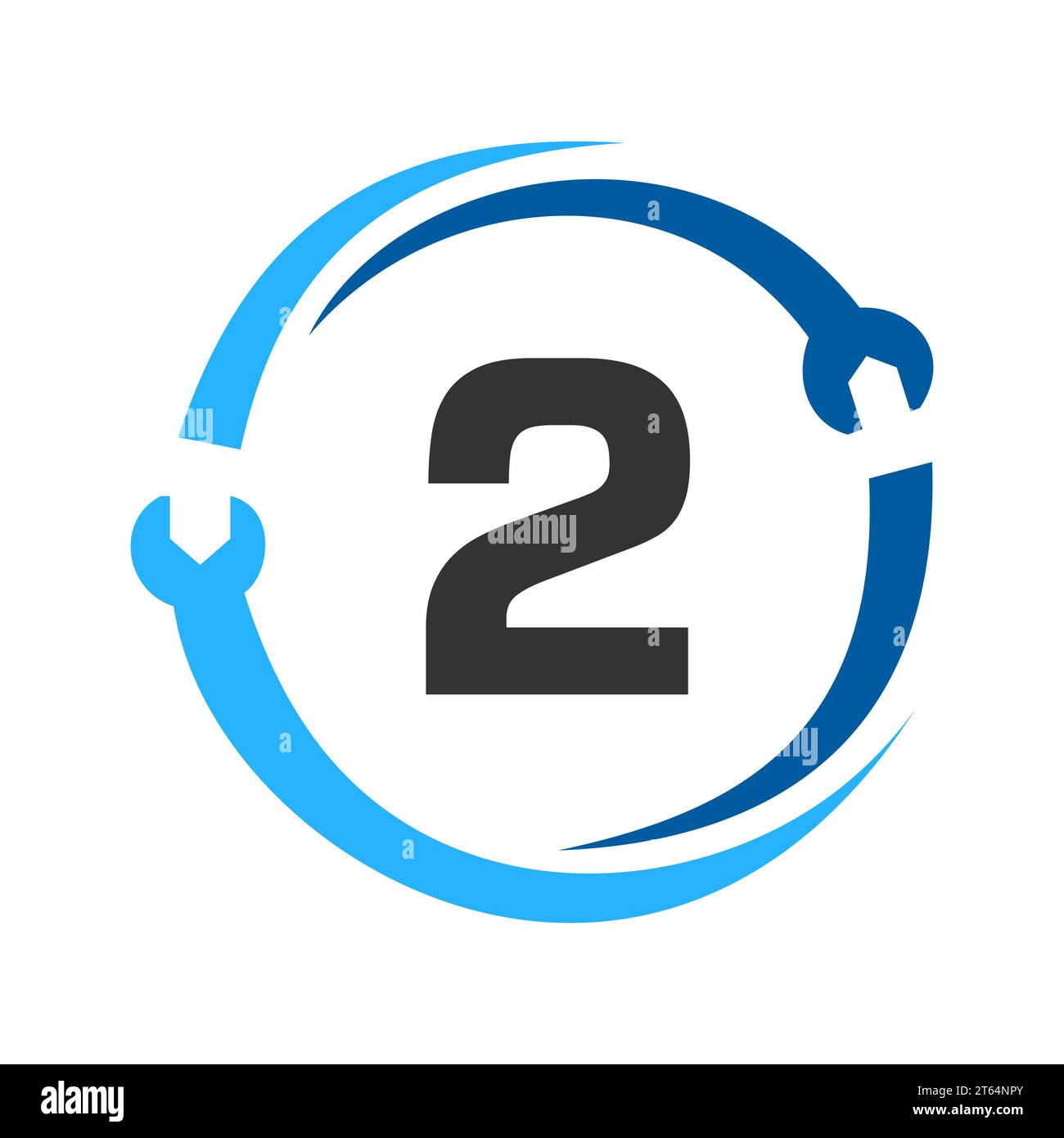Lettre 2 logo de réparation. Outil de services à la maison, modèle de logo de réparation de voiture pour les entreprises, les entreprises et l'industrie de la construction Illustration de Vecteur
