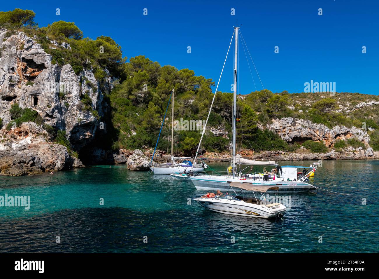 Playa de cales Coves Menorca, Minorque, Espagne Banque D'Images